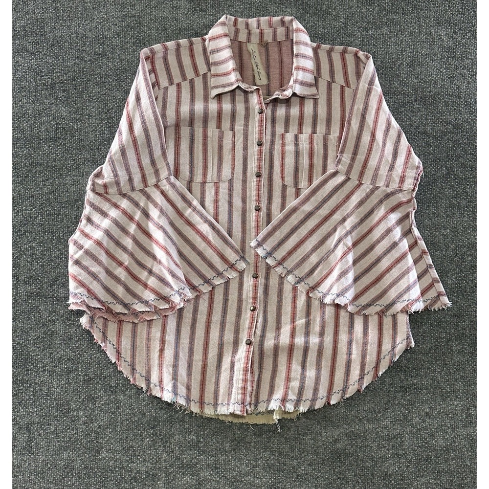Anthropologie Aratta Silent Journey Women's Striped Blouse, Bell Sleeves Sz M